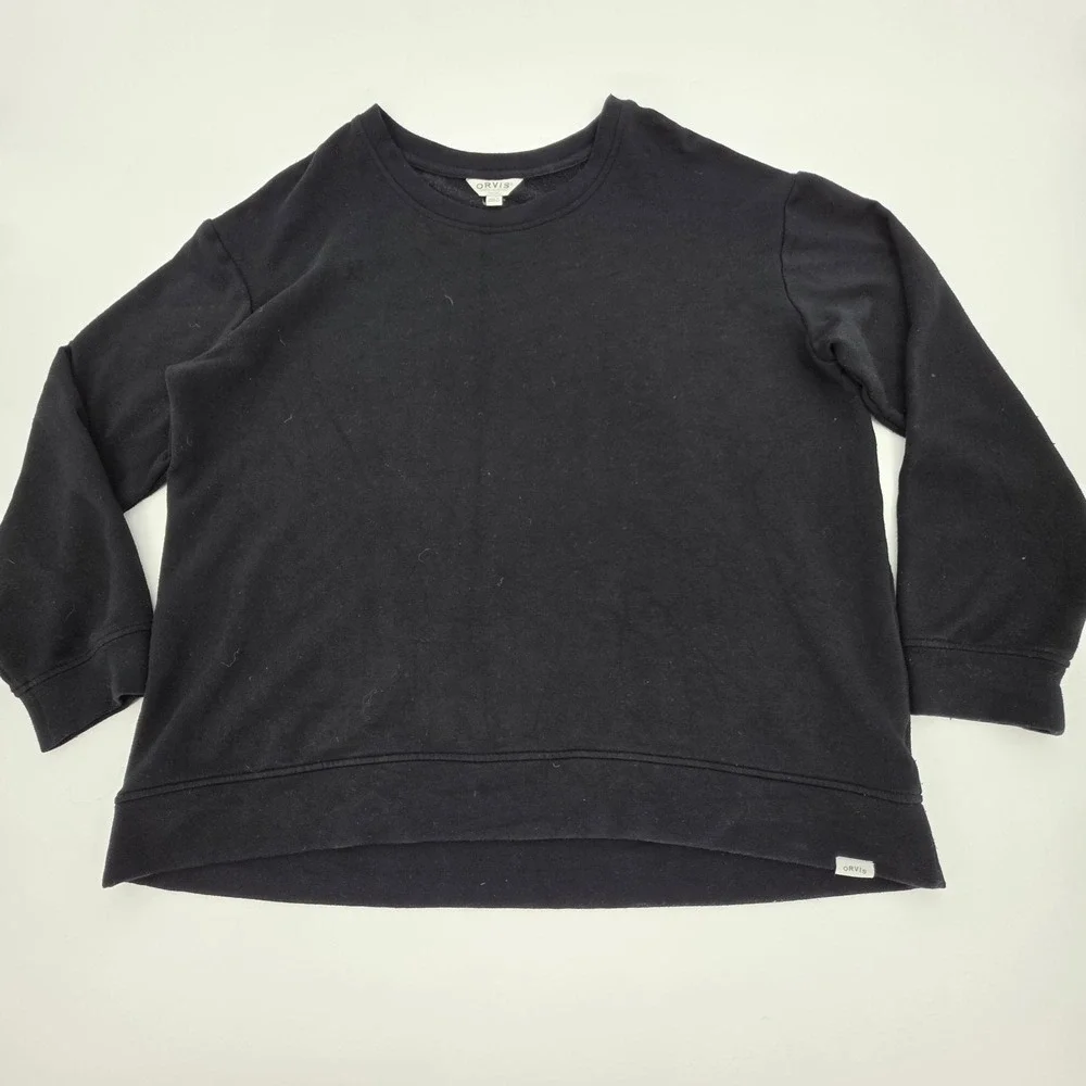 Orvis Sweater Mens L Pullover Black Golf Outdoors Sweatshirt Lightweight